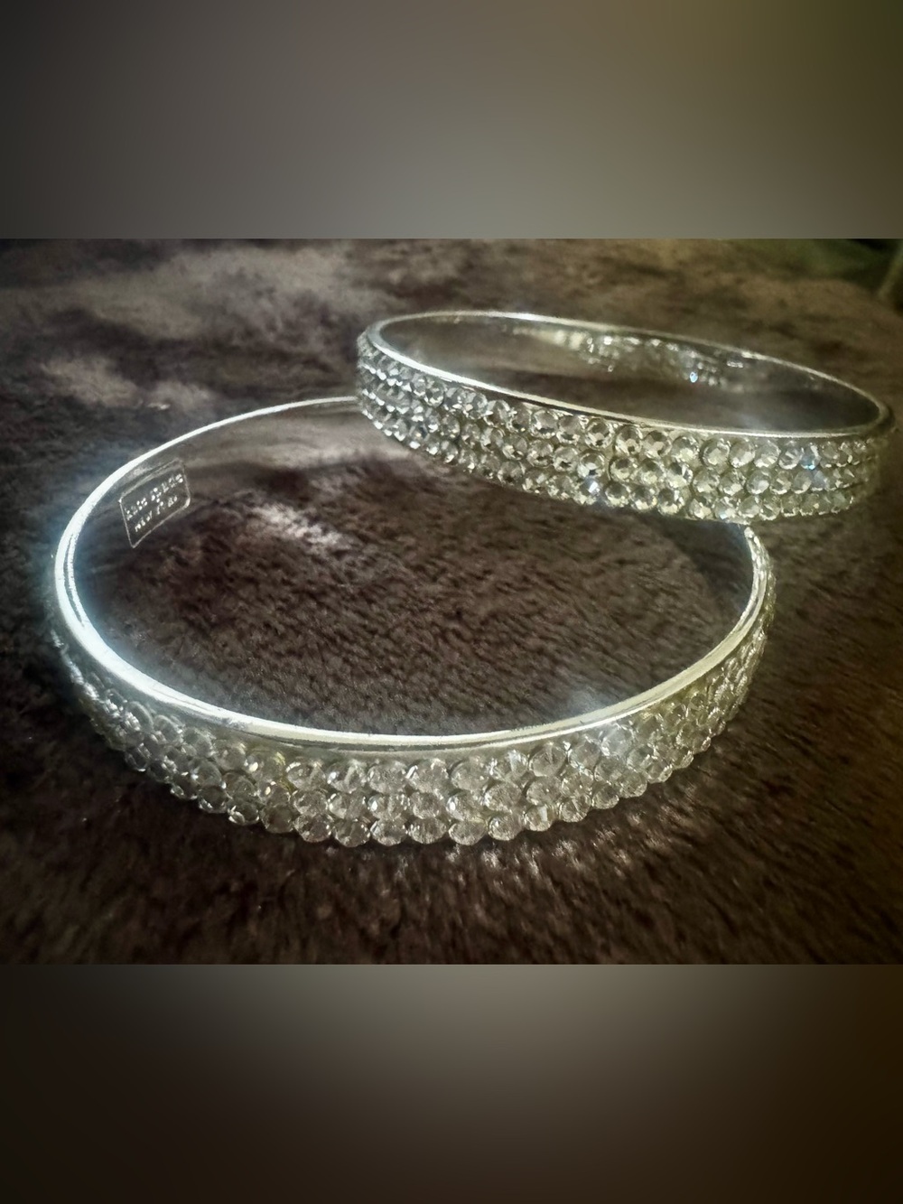 Kate Spade Silver Crystal Double Bangle Bracelet